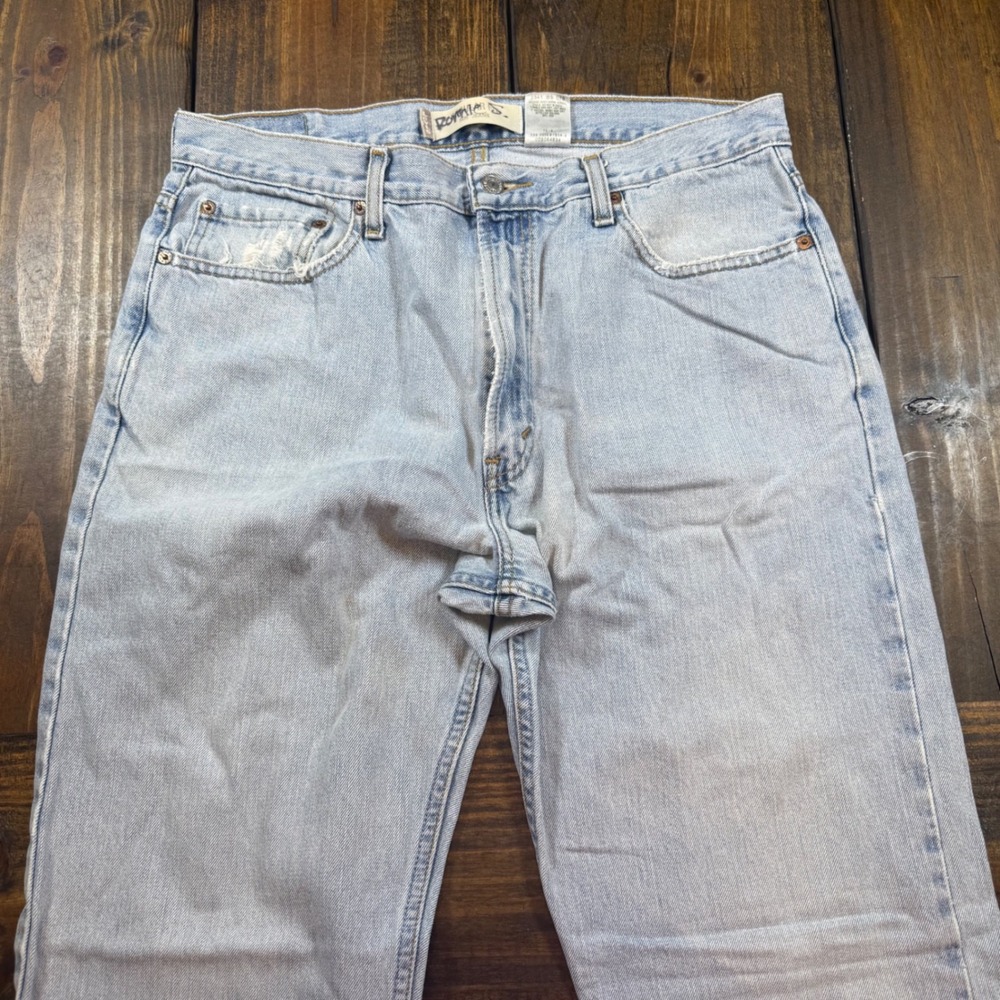 Levis 505 Regular Fit Jeans Light Wash Blue Denim Mens W36 L34 Straight Leg 00s - Picture 7 of 11